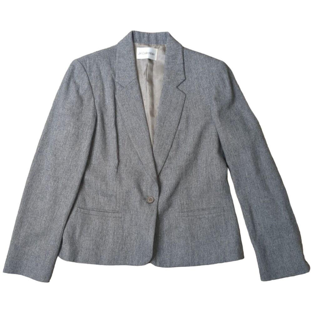 JH Collectible Ladies Wool Blend Jacket Classic Blazer Gray Buttons Sz 12
